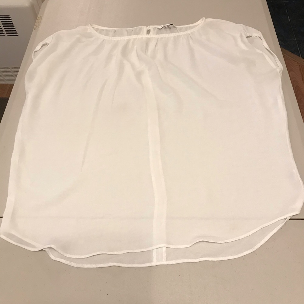 CAbi Sheer White Sleeveless Blouse Medium